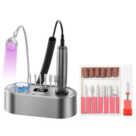 CHAOFLIGHT Electric Nail Drill Machine, 40000RPM Professional Efile Nail Drill Kit for Gel Acrylic Nails with LCD Screen and UV Nail Lamp Toenail Grinder Manicure Pedicure Polishing Shape for Home Salon
