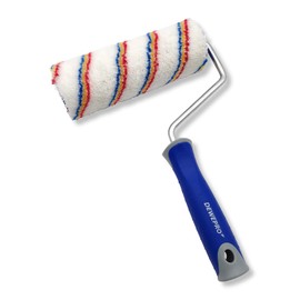 DEWEPRO 18 cm Paint Roller with Push-Fit Bracket with Ergonomic 2-Component Handle - Short Pile Paint Roller Suitable for Acrylic Paint, Latex Varnishes and Water-based Paints