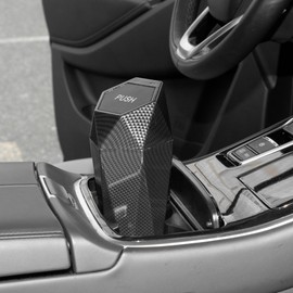 A ABSOPRO Car Trash Can Portable 3.5" Width 7.9" Height Trash Bin Plastic Carbon Fiber Pattern Black 1 Pcs