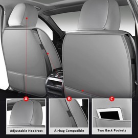 MIROZO 2PCS Seat Covers, Front Seat Covers for Car Waterproof Automotive Seat Cover Vehicle Seat Cover Car Seat Protector for Cars SUV Pick-up Truck Sedan (2PCS Front, Gray)