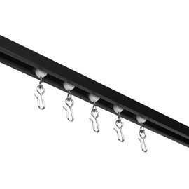 EverTrack Curtain Track - Ceiling Mounted Curtain Rail for Curtains, Drapes, and Room Dividers - USA Made - Mini (4 Feet), Jet Black