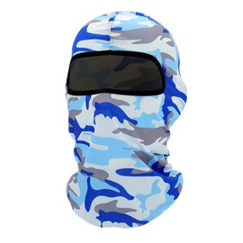 JUSDIQIR Ski Mask Balaclava Face Mask Windproof Cycle Cap Sun Cold Protect Head Sheild Ice Silk Scarf Motorcycle Neck Gaiter (Camouflage Light Blue)