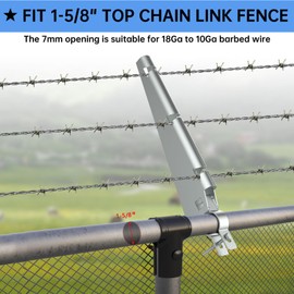 10 Pack Barbed Wire Arm for 1-5/8" Chain Link Fence, Galvanized Steel Fence Height Extender for Garden Outdoor, for Outdoor Fences to Increase Height, Protect Privacy and Pets Jumping Off