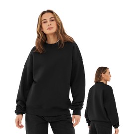 Johnny Urban Sweatshirt Women's & Men's Oversized - Carter - Heavy Basic Pullover - Crew Neck in Oversize Fit - Tight Collar - Unisex - Heavy Fabric, black