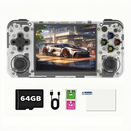 RG35XX H Retro Handheld Game Console with Linux System 3.5 inch IPS Screen and 64G TF Card Built-in 3300 mAh Battery Lasts up to 8 Hours Compatible with 5G WiFi and Bluetooth 4.2（White）