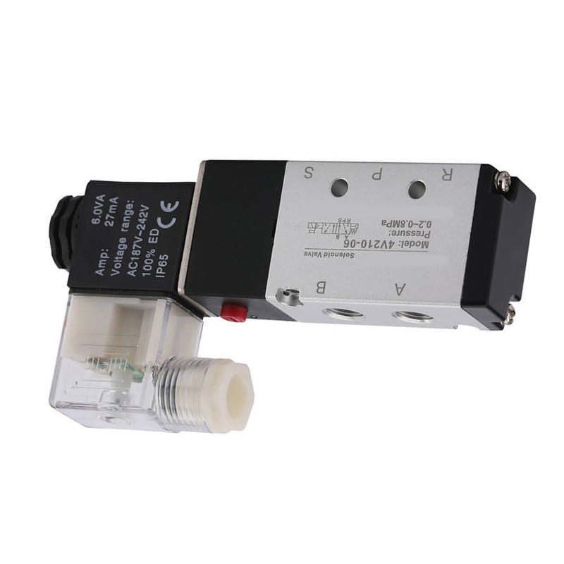 2 Position 5 Way Pneumatic Solenoid Valve Aluminium Alloy Wear