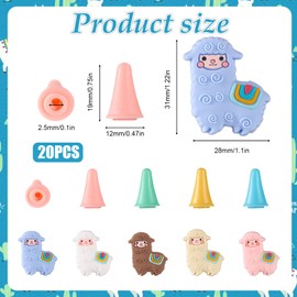 20pcs Knitting Needle Stoppers, 10 Alpaca and 10 Tapered Knitting Needle Tips Stoppers Silicone Knitting Needle Point Protectors Stitch Stoppers for Larger Size Knitting Needle