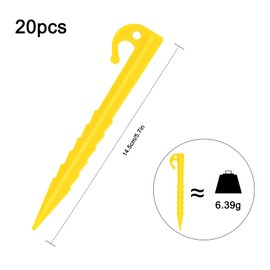 Mikihat Pack of 20 Plastic Pegs, 14.5 cm Plastic Tent Pegs, Tent Nails, Robust Pegs, Camping Ground Anchors, Plastic, Garden Pegs, Tent Stakes, for Tents, Camping, Garden and Outdoor, Black (Yellow)