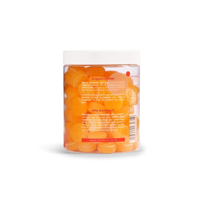 Ultra Lyte Creatine Monohydrate Gummies 5g, 90 Gummies, Orange