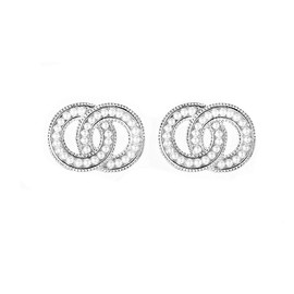 Kaguyo silver earrings for women, Pearl earrings, girls earrings studs, sterling silver Double Circle stud Earrings for women girls birthday Jewellery Gift