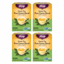 Yogi Tea Pure Decaf Green Tea - 16 Bags per Pack (4 Packs) - Organic & Decaffeinated - Supports Overall Health & Provides Antioxidants