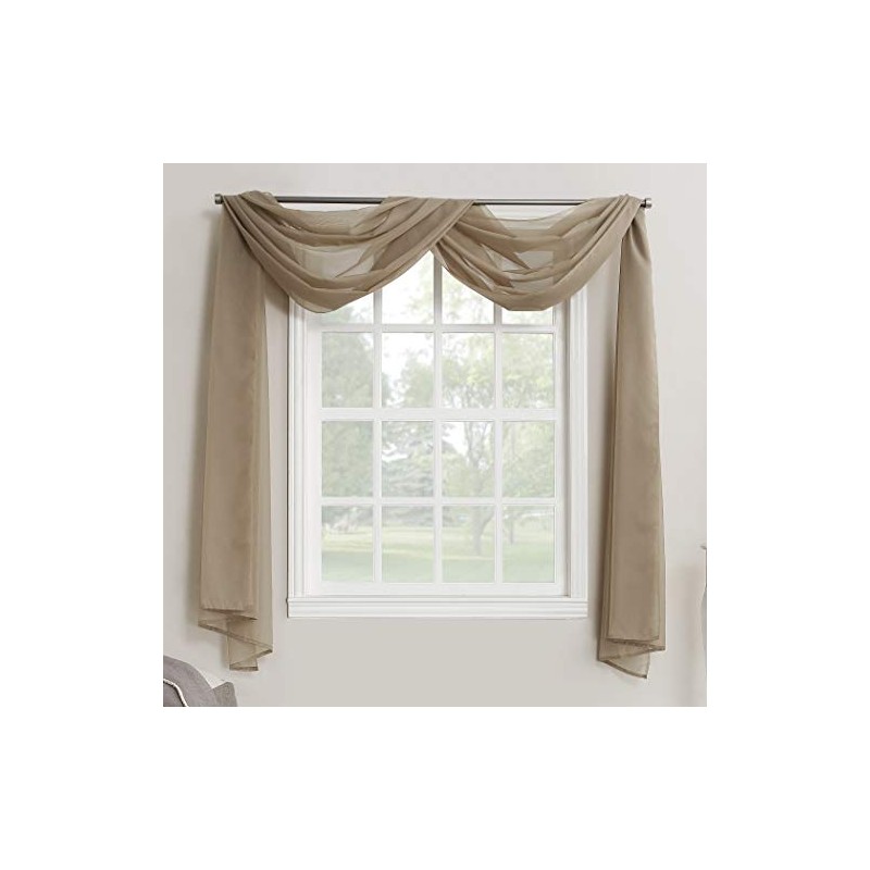 Megachest TAILORED VOILE WINDOW SCARF PELMET (taupe, 56"X118"X1 Panel)