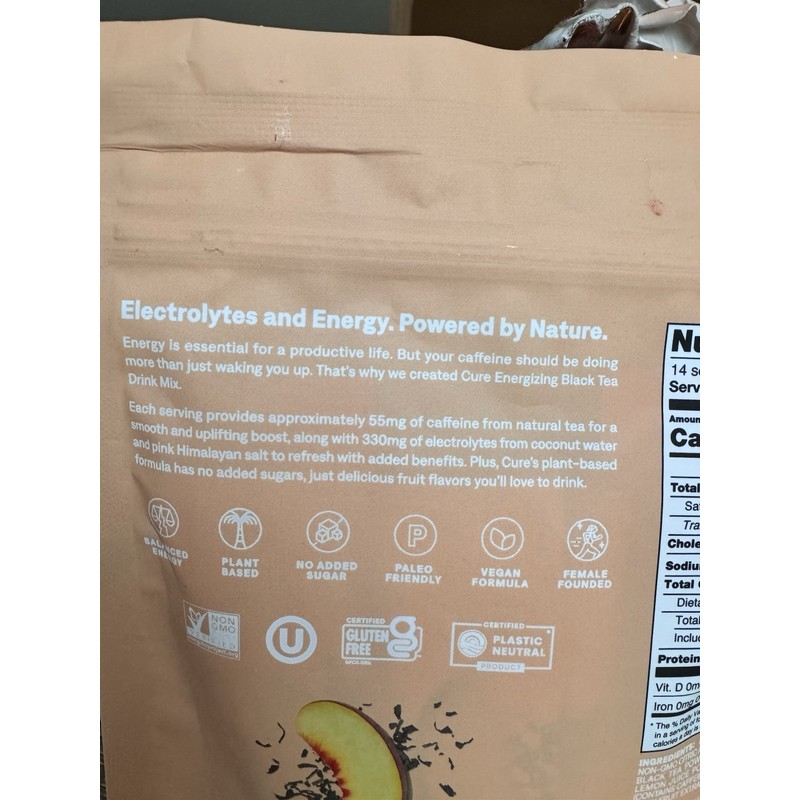 365 Cure Hydration Electrolyte Drink Mix Peach Flavor 14ct NEW