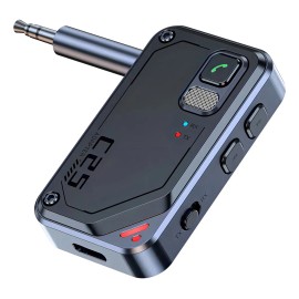 Transmisor y receptor auxiliar Bluetooth 5.3 Laptop y coche QYJU Plug C25 Negro