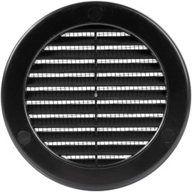 ventilación Systems - Cubierta de ventilación de 10 cm (dimensiones abiertas) color negro con brida, paquete de 10 rejillas de ventilación de aire redondas de plástico, visualización de insectos