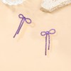 Bow Earrings for Women Purple Bow Earrings Silver Bow Rhinestone