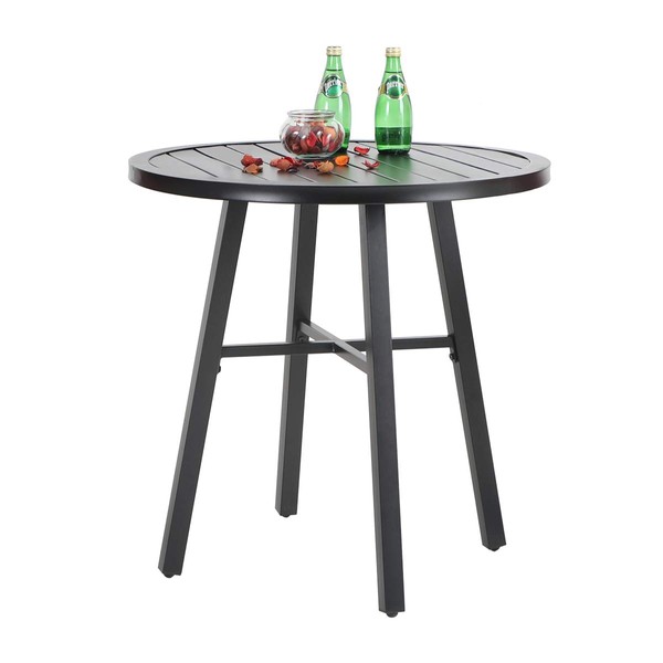 PHI VILLA 28 Inch Patio Table, Outdoor Round Weather-Resistant Metal