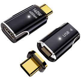 C.WEST USB C Magnet Converter Adapter I-Shape [USB4 40Gbps High Speed Data Transfer/140W PD Rapid Charge/8K 60Hz HD Video Signal Transmission] Type C Converter Adapter C to C Adapter Male Female