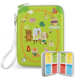 XINGFANGWF Card Case for Yoto Cards, Portable Yoto Card Holder with Zipper,80 Pockets Mini Audiobook Cards for Yoto Player, Card Organizer for Kids (Green animals)