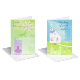 American Greetings Easter Cards with Envelopes, Church and Flower (6-Count)