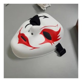 Máscara de Demonio Blanca para Halloween con Detalles Rojos