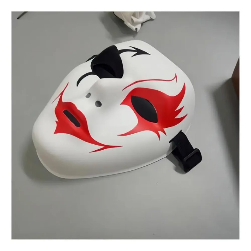 Máscara de Demonio Blanca para Halloween con Detalles Rojos