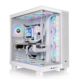 Thermaltake View 380 XL TG ARGB; 4x120mm ARGB Lite Fans Included; 360mm Radiator Support; 420mm GPU Clearance; Hidden Connector Support; Dual Chamber; Snow; CA-11E-00M6WN-00