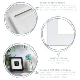 Nicola Spring Picture Photo Mount - to Fit Frame Size 6 x 6 for Image Size 4 x 4 - White