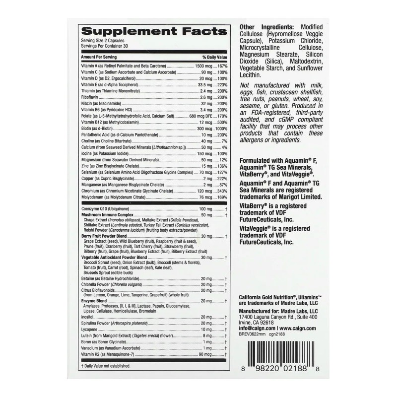 California Gold Nutrition Ultamins Multivitamínico Hombre