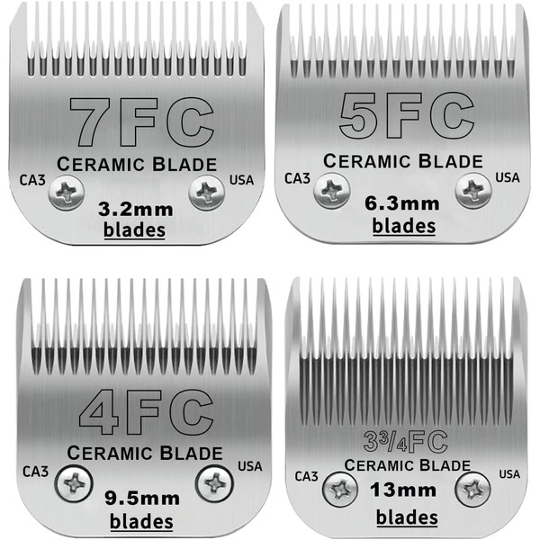 Size 7FC/5FC/4FC/3FC Detachable Pet Dog Grooming Clipper Ceramic Blades Set,Compatible