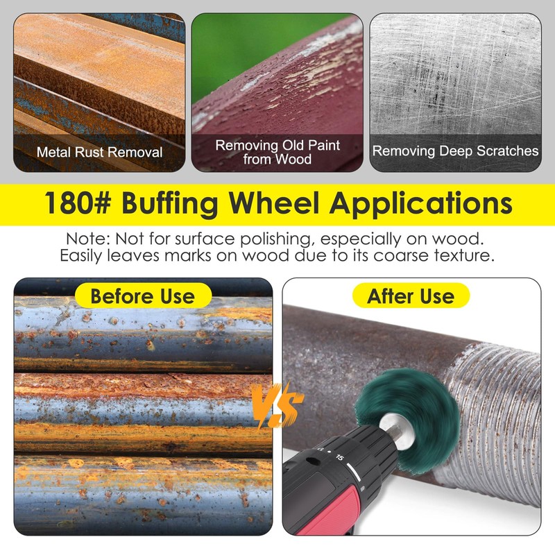 HighFree 9PCS Non Woven Abrasive Buffing Polishing Wheel Drill Attachment