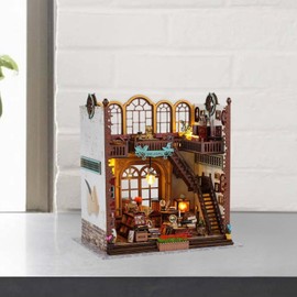 MagiDeal DIY Miniature Dollhouse Kits 3D Wooden Puzzle Desktop Ornament Crafts Bookshelf Insert Bookend Stand for Gift Children Adults