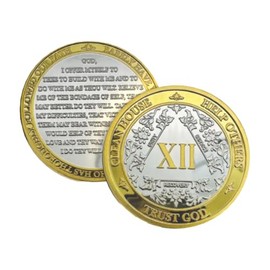 MYRECOVERYSTORE Silver & Gold 1-60 Years Alcoholics Anonymous Medallion AA Coin Capsule Included