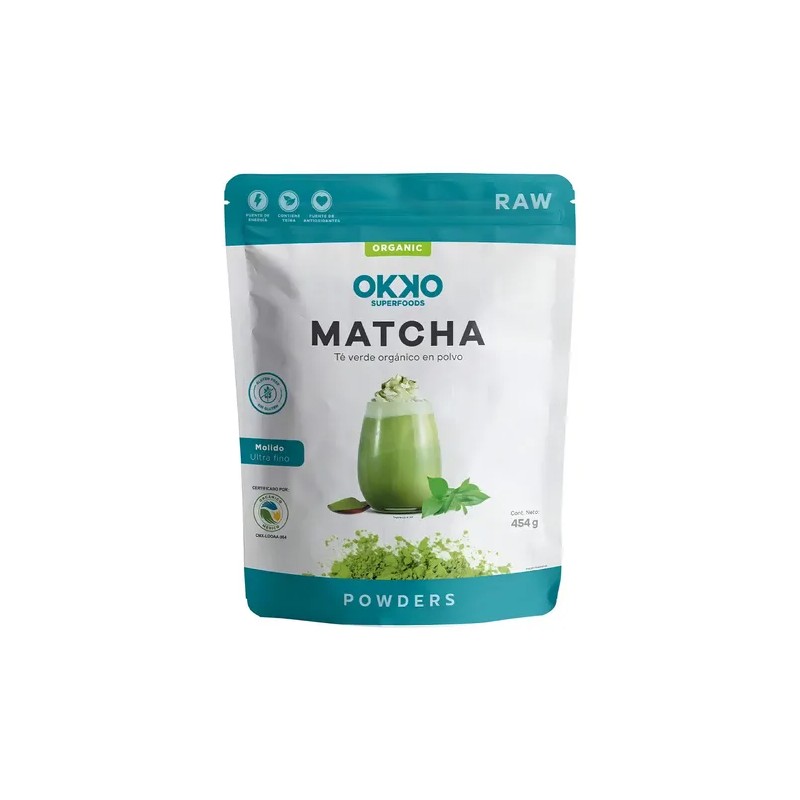 Matcha Orgánico en Polvo Okko 454g Organic Matcha Powder, Sugar