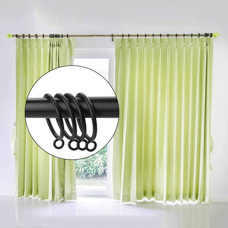 ASelected 50 Pack 38mm Curtain Hanging Rings Metal Black Curtain