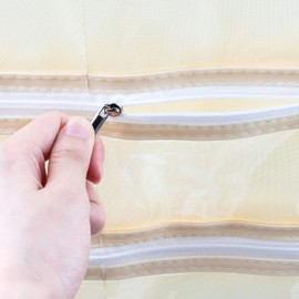 Luney Hanging Jewelry Organizer with Zippers, 56 Pockets Earring Holder Organizer with Pockets for Woman, for Hanging Earrings, Necklaces, Bracelets, Rings, Storage, Closet (Beige)