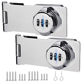 Keyless Cabinet Lock 3-Digit Password Cabinet Door Lock, Perfect As Combination Cabinet Lock, Cabinet Lock, Closet Door Lock, Double Door Lock, Closet Lock, Pantry Door Lock, Wide Range of Uses, 2PCS