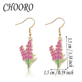 CHOORO Lavender Flower Charm Earrings Light Purple Earrings for Wedding Purple Flower Earrings Summer Earrings (Lavender Flower earrings-CA)