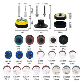 270Pcs Die Grinder Accessories,2 Inch Sanding Discs for Drill Grinder Rotary Tools,36-3000 Grit Hook and Loop Sandpaper Pads with 1/8"&1/4" Shank Backer Plate