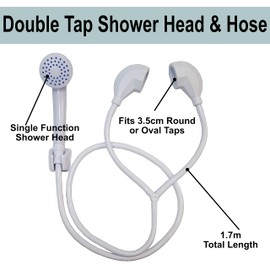 Home Flair Portable Shower | Push On Tap Shower Head and Hose | Shower Attachment for Bath Taps | | Dog Shower | Camping Shower (1.3M Long. Fits a 3.5cm Wide Hot & Cold Tap)