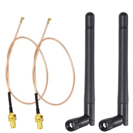 Bingfu Antena WiFi de doble banda 2.4 GHz 5 GHz 5.8 GHz 3dBi MIMO RP-SMA macho (paquete de 2) + 2 x 12 pulgadas cable para router WiFi inalámbrico Mini PCI Express PCIE adaptador de tarjeta de red