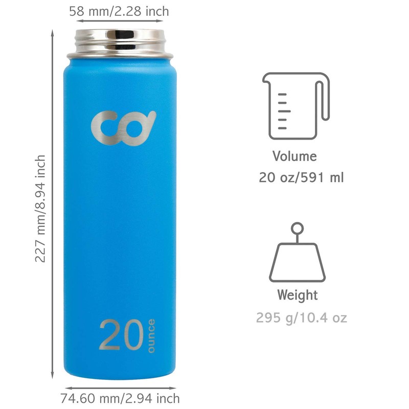 CyclingDeal Stainless Steel Vacuum Insulated Double Wall Water Bottles 20oz