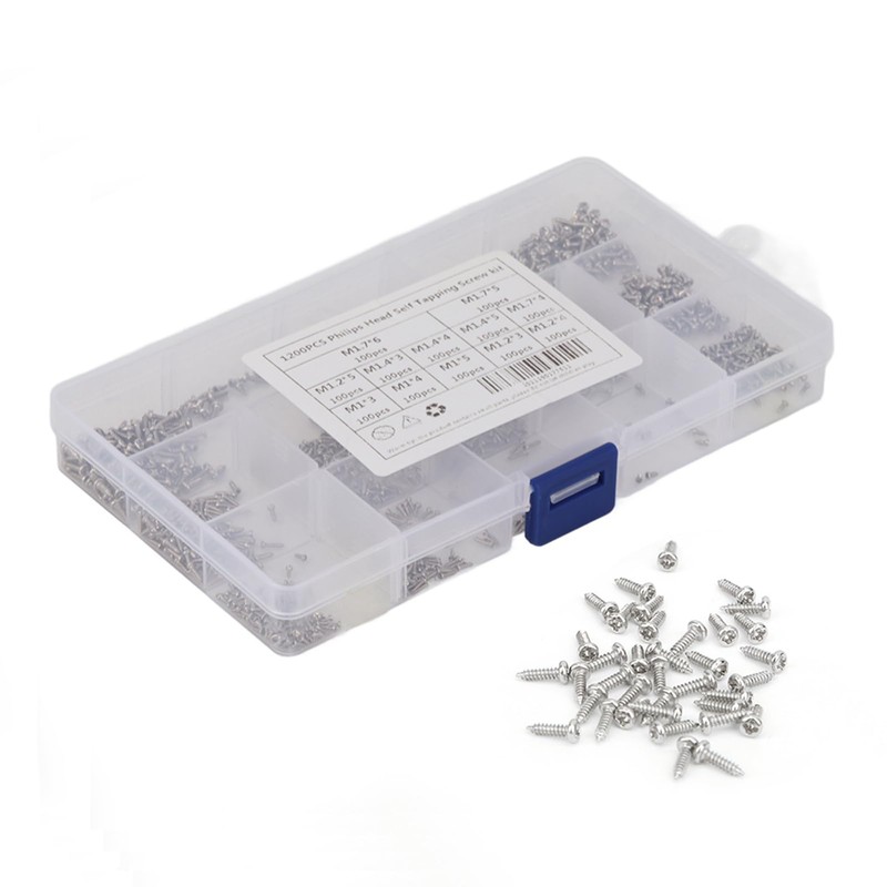 1200Pcs Carbon Steel Screw Round Head Cross Plating Self-Tapping Screw