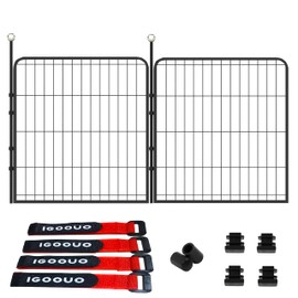 IGOOUO Puppy Playpen Indoor/Outdoor,24'' Portable Dog Playpen with Easy-Carry Straps,2 Add-On Panels Dog Pen Play Pen for Small Dogs,Rustproof Pet Playpen for Camping RV Yard