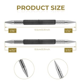 Grevosea 2 Pieces Spring Nail Set, Nail Set Tool and Hinge Pin Tool Dual Head Nail Setter Hammerless 1/8 1/16 and 1/32 Inch Spring Pin Punch Nail 3500 Psi Striking Force Door Pin Siding Removal Tool