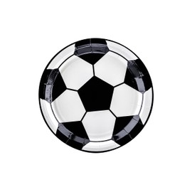 Paper Plates 18 cm Set of 6 Football Party Plates Party Tableware Children's Birthday Boys Black White PartyDeco Paper Plates in the Shape of a Football Disposable Tableware Paper Plates Table