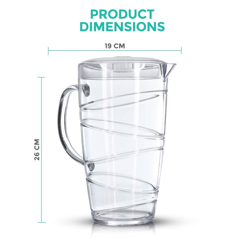 LIVIVO Swirl Design 2L Plastic Pitcher Jug with Lid and