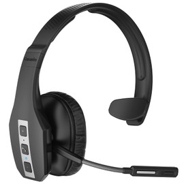 Trucker - Auriculares Bluetooth V5.1, CVC8.0 con tres micrófonos de cancelación de ruido y 35 horas HD conversación manos libres, auriculares Bluetooth en la oreja con botón de silencio para teléfonos