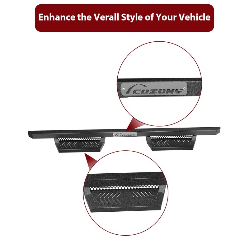 Running Boards 450LB Black Powder Coating Non-Slip Design Side Steps