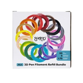 SCRIB3D Pen Filament Refills, 20 Colors, 16 Feet Per Color, 1.75mm PLA, Works with SCRIB3D, PIKA3D, MYNT3D and Most Other 3D Printing pens